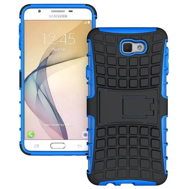 shockproof TPU+PC 2in1 tire pattern bracket cover phone case For Samsung Galaxy J7 Prime