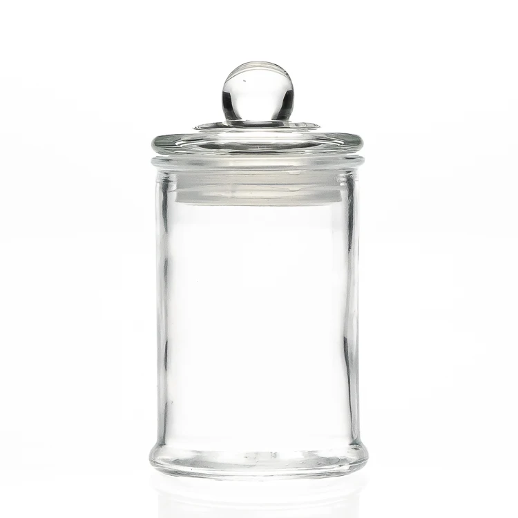 

Factory Wholesale 750ml Large Capacity Round Clear Glass Storage Jar with Glass Lid for Food Candy Storage, Transparent /custom design
