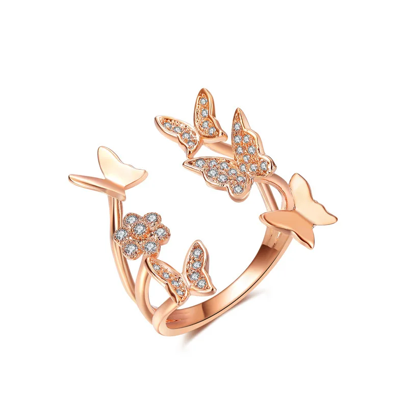 

Lovely Ladies Butterfly Ring Rose Gold Color Open Rings For Women With Top Quality Cubic Zirconia Stone Jewelry Gifts, N/a