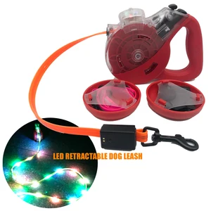 Amazon Hot Selling Led Retractable Dog Leash With Poo Bag And Bluetooth Speaker,Waterproof Retractable Pet Leash