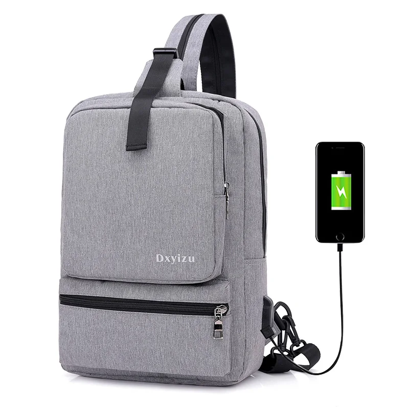 

high quality multifunction waterproof single strap back bag outdoor chest bags with USB Charging, Many colors