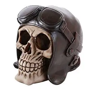 brown leather skull cap