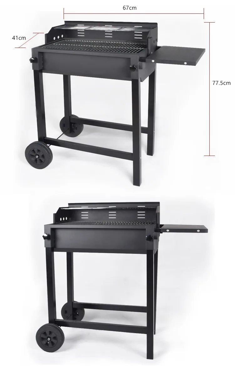 China Factory Big Size Outdoor Griller Rectangular Trolley Charcoal Bbq ...