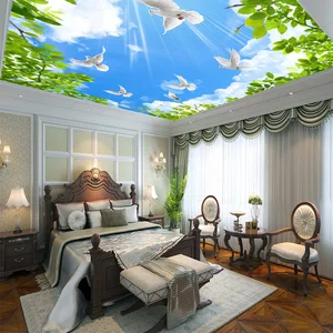 Factory Fireproof Printed Living Room Ceiling Decor New Pop False Ceiling 3d Effect Stretch Ceiling Fabric Film Designs