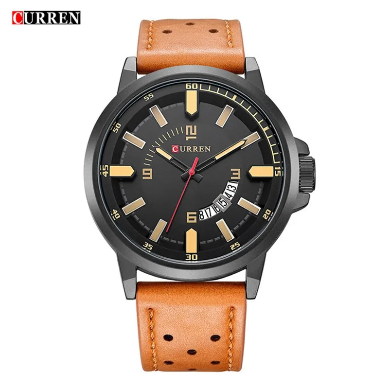 

Curren Quartz Watches Men Top Brand Luxury Fashion Analog Leather Date Clock Mens Wristwatches Army Russian Military Watch 8228