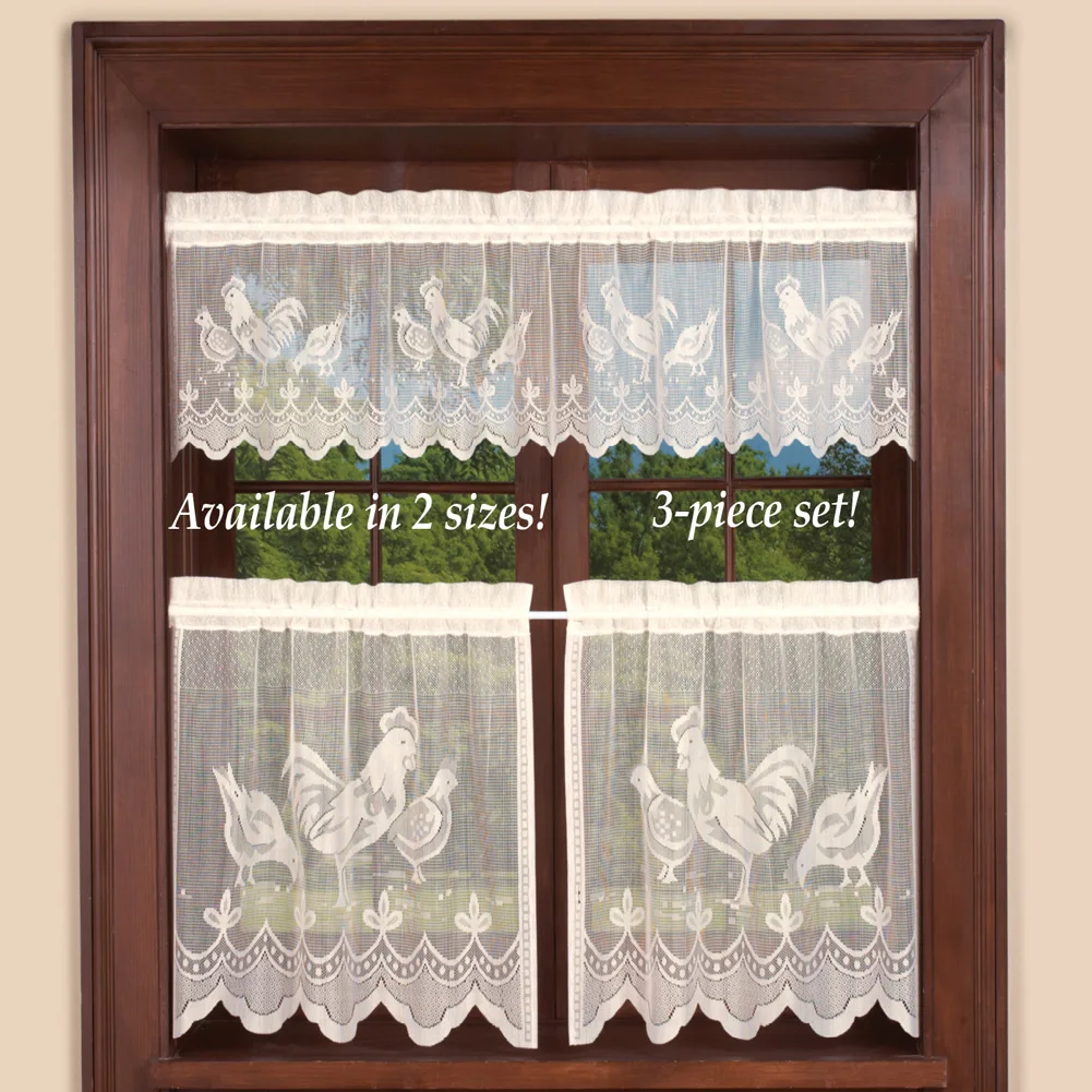 cortinas de cocina de gallo para juegos con botin y dos niveles con bolsillo de varilla 3 uds buy 3 uds cortinas de cocina gallo cocina cortinas
