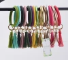 2019 Monogram O Leopard Print Leather Bangle Keychain Oversized O Bracelet Keyring 25 Solid and Multi Colors Available