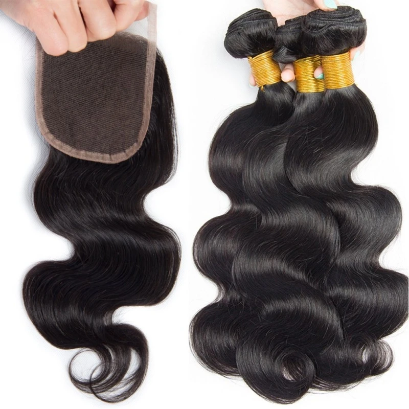 

Body Wave Human Hair Bundle Extension With HD Lace Closure 4x4 Wholesale 12a Brazilian Cuticle Aligned Raw Virgin Hair Supplier