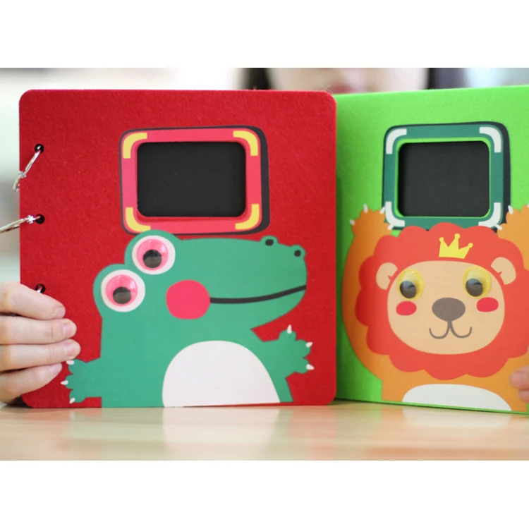 Personalized Fancy Animals Printing Design Wool Felt Photo Album For Baby