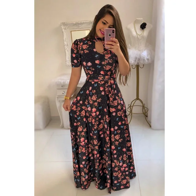 

New Arrival Designer One Piece Printed Dress Maxi Dresses Long Sleeve Women Dresses