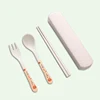 Dropshipping Cute Cartoon Portable Kids Cutlery Set Bamboo Fiber Dinnerware Sets Children Tableware School Picnic Dinner Set
