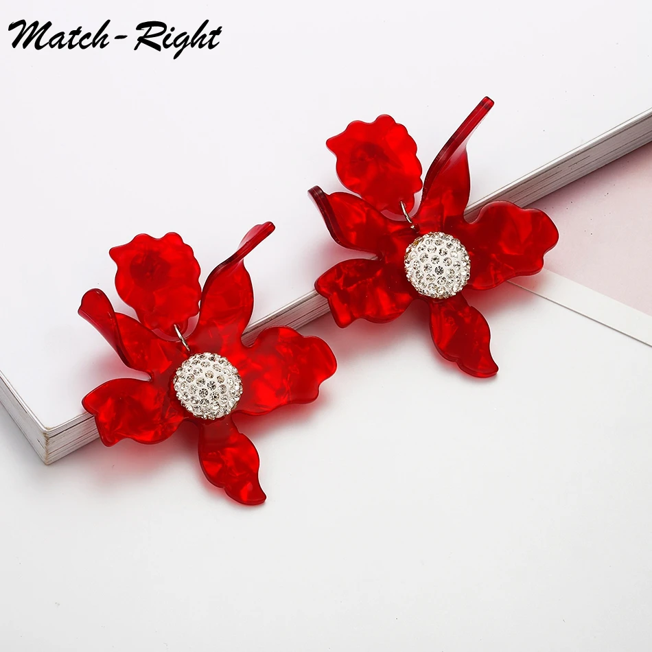 

Women Fashion Jewelry Statement Earrings Multicolor Acrylic Flower Summer Style Drop Earrings SP468, Multi colors