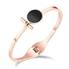 LINGSAI 14K Rose Gold Plating Stainless Steel Bracelet Openning Bangles Cuff