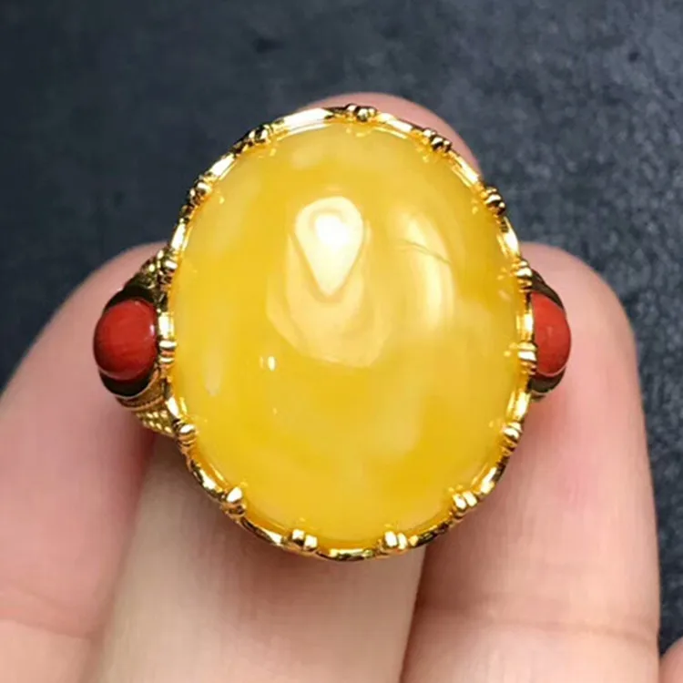 

hot sale trendy adjustable yellow amber natural gemstone engagement ring 925 sterling silver fine jewelry for women