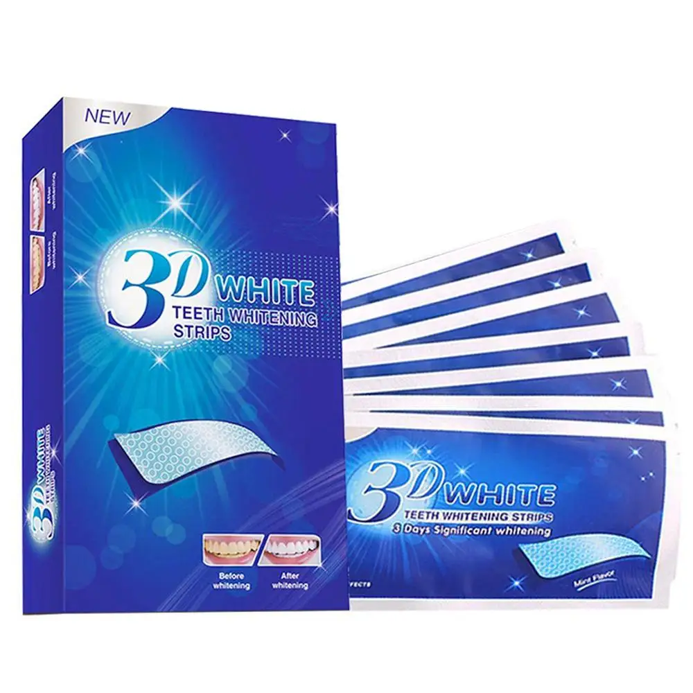 

14 pcs/ box 3D Teeth Whitening Strips 3 Days Significant Whitening Double Elastic Teeth Strips Dental Bleaching tools retail, Transparent