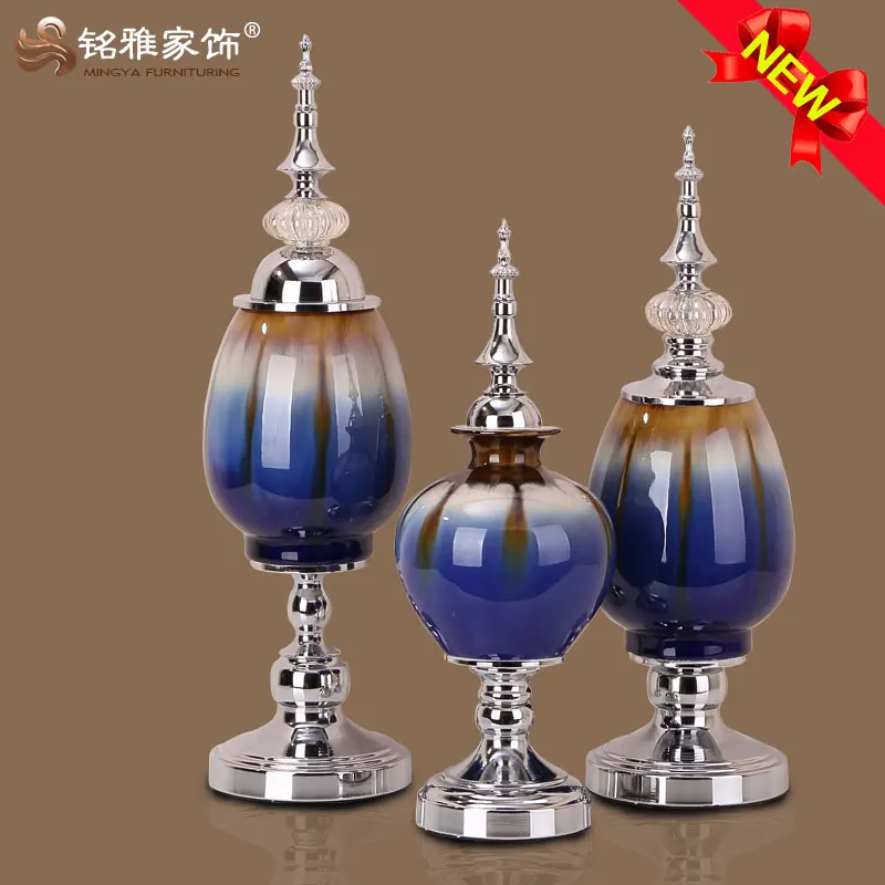 

Christmas tabletop centerpieces ceramic crafts flower vase, Bronz+ivory+blue or customized color