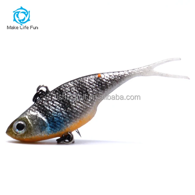 MSF05004 Wholesale 55mm 5.5g fishing GENE Super Stretched Fork Tails Soft Vibe
