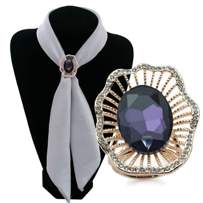 

Trend All-match Three Rings Purple Oval Scarf Buckle, Rose gold