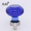 Contemporary Light Blue Brushed Nickel Round Cabinet Hardware Glass Knobs