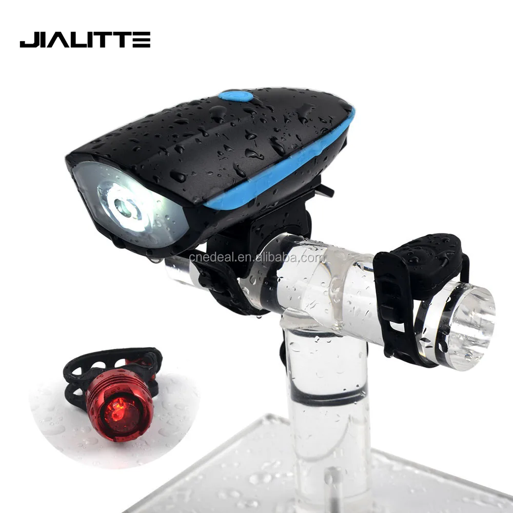 

Jialitte B076 250lm Handlebar Front light with 120db Bicycle Loud Horn Mini Ruby USB Rechargeable Tail Bicycle Light