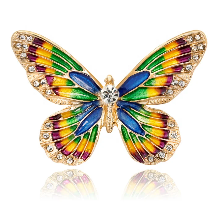 

Zinc Alloy Rhinestone Animal Butterfly Brooch Pin Woman Accessories, As picture