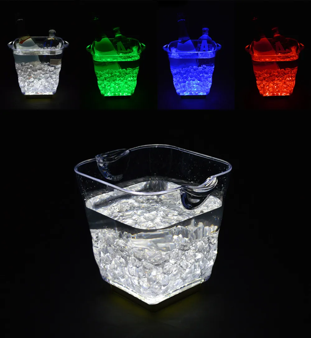 Personalized Led Plastic Ice Bucket 5 Liters Small Lighting Wine Bowl