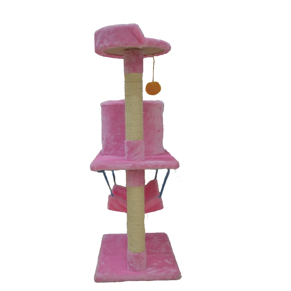 Pink Wholesale Wood Cat Tree Furniture Scratching Post Cat Tree House