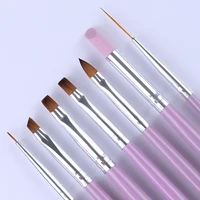 

7 Pcs Nail Brush Set Pink Handle Liner UV Gel Gradient Acrylique Painting Cuticle Remove Nail Brushes Kit