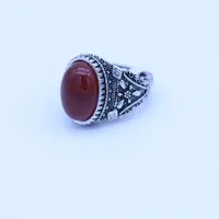 

OEM Design,US Size Men Vintage Retro Style Red Green Round Agate Glass Crystal Punk Ring