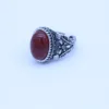 OEM Design,US Size Men Retro Red Green Round Agate Gemstone Stainless Steel Ring