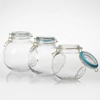 

Wholesale hermetic seal food hermetic glass storage jar with clip glass lid