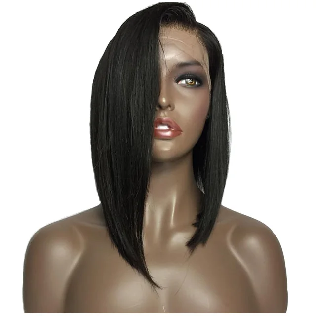 

Short Side Part Straight Bob Human Hair Full Lace Wig Adhesive Glue