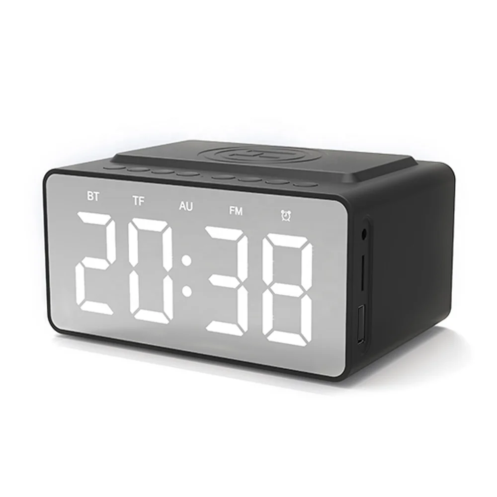 

Wireless Charging Alarm Clock FM Radio Bluetooths Speaker with Microphone