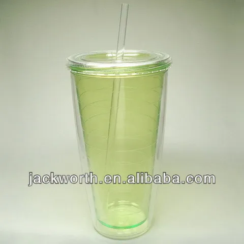 JD0368 700ml double layer cup with straw