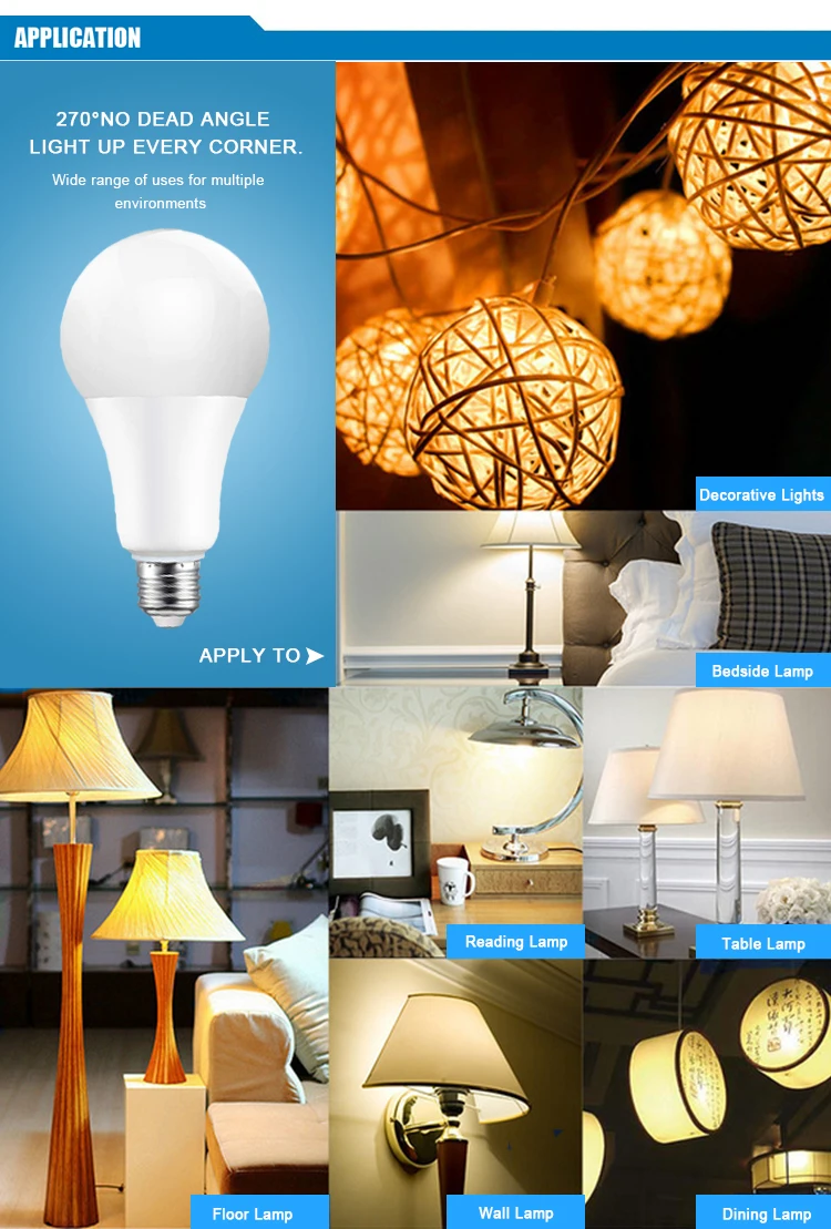 BLUESWIFT Manufacture E27 A60 A19 7W 9W 12W Led Lamp Bulb Light