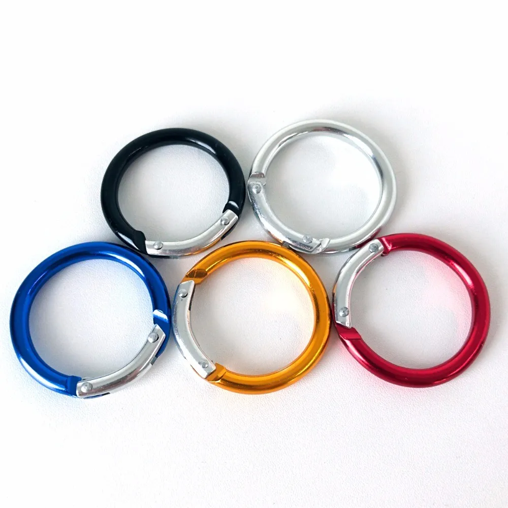 Circle Round Carabiner Camping Spring Snap Clips Hooks Keychain Key