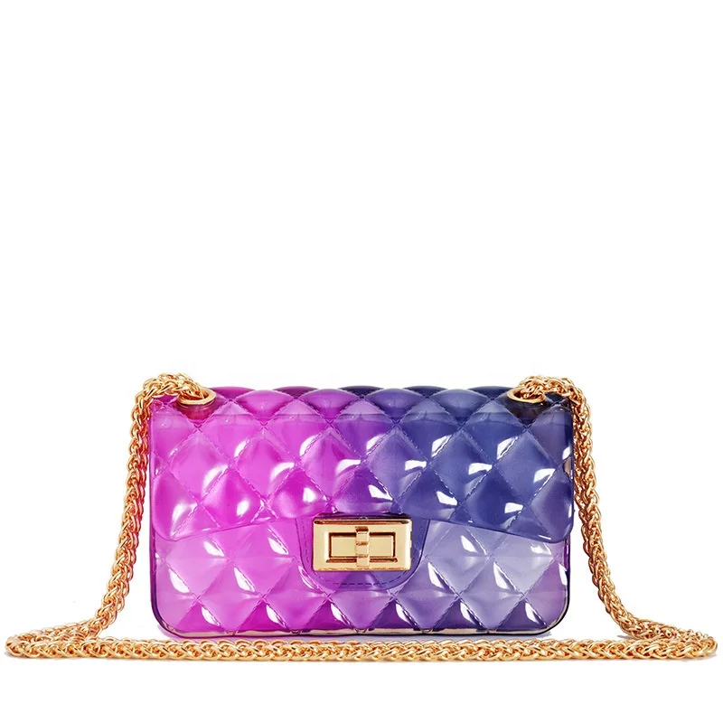 

Index 2019 Candy Color Jelly Bag Transparent PVC Jelly Handbags ladies chain shoulder bags, Customized color