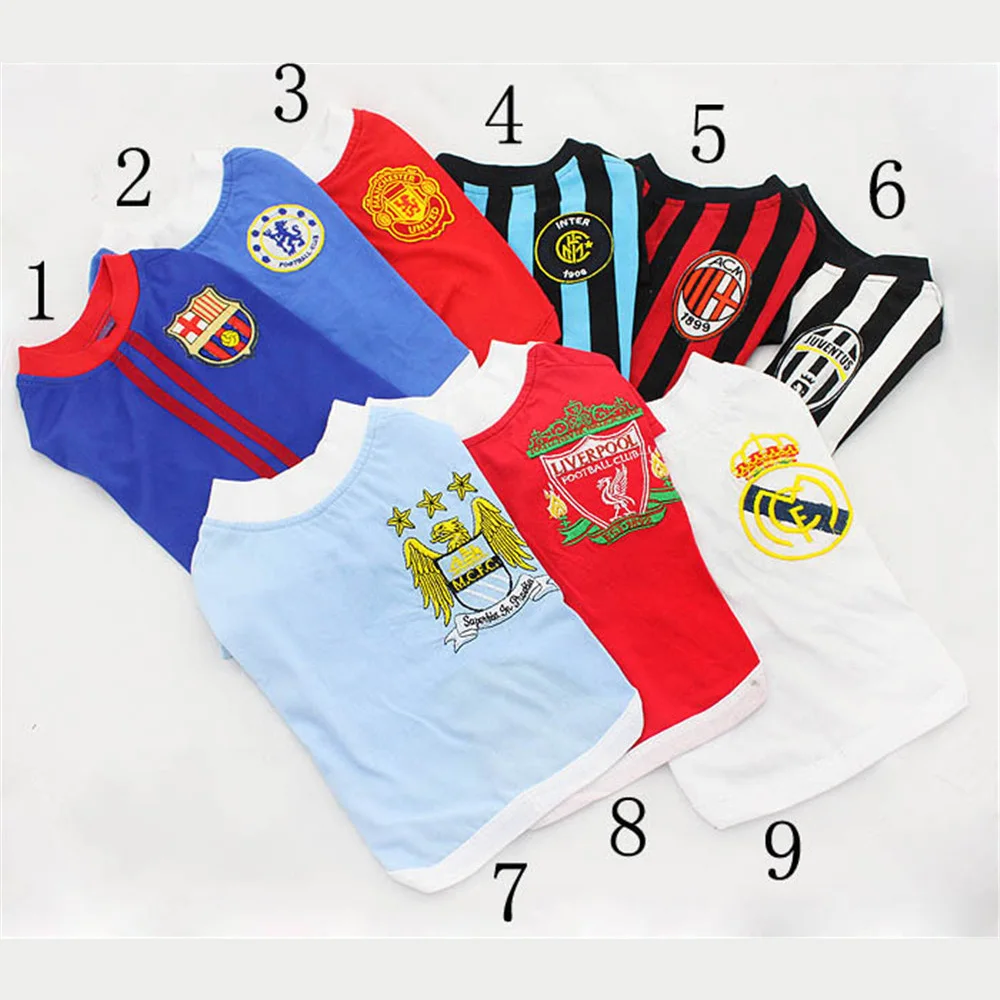 

Champions League Club Dog Football Jersey Shirts Embroidery Clothes for Dog, Black;blue;red;white