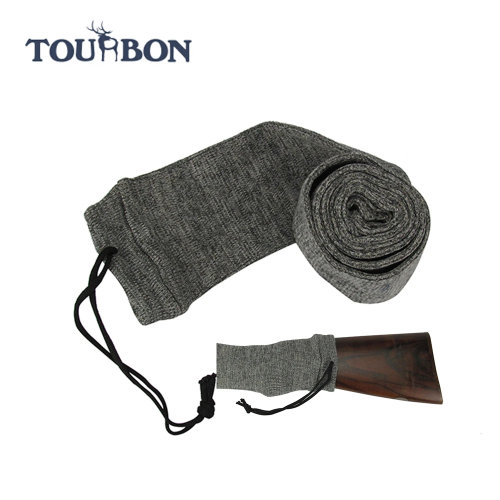 

Tourbon hunting accessory wholesale cotton knitting shotgun sleeve gun sock /rifle sock, Green/black/grey