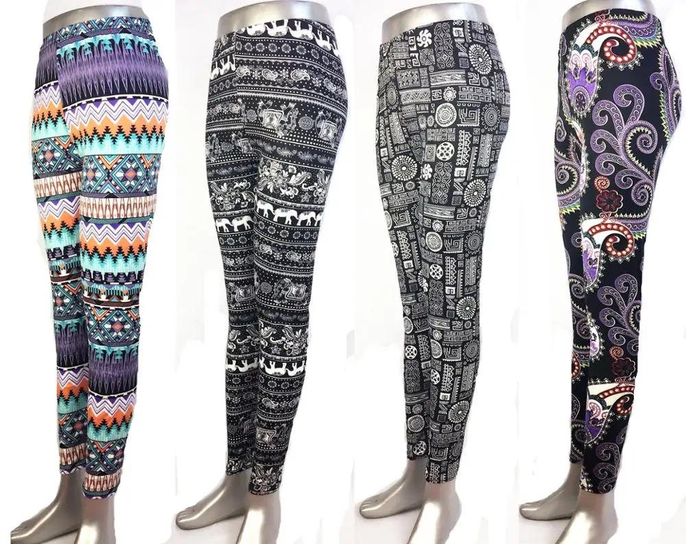 
Promotional milk silk ankle length women wear elastic leggings christmas snowflake deer printed leggings 