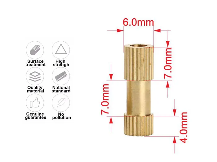 Sstong Screw M2.5 M4 M5 M6 M8 Double End Knurled Brass Turning Wood