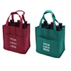 Durable 100% Recycle Fabric Material Promotional Carry Non Woven 6 Bottle Wine Tote Bags