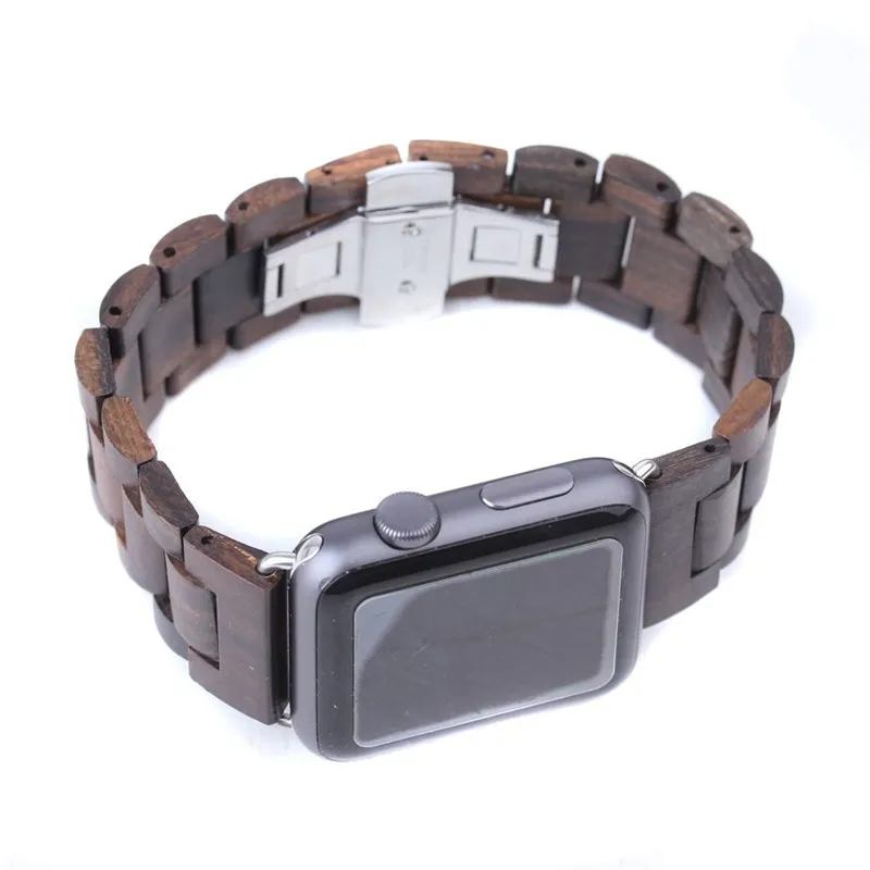 

Hot Selling Wood for Apple Watch Band Accessories 38mm 42mm, Brown and black