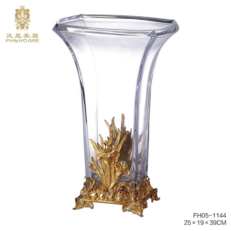 

JDSC antique chinese brass vase Home Decoration Luxurious small size crystal brass vase, White