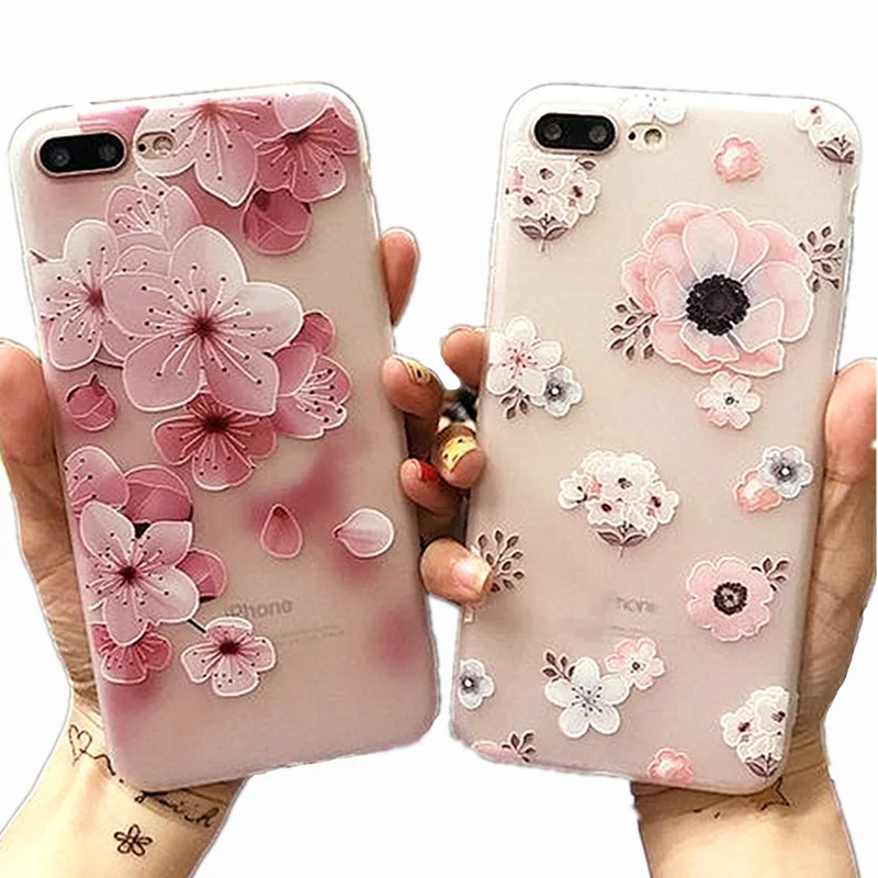 

Custom girls 3D rose flower Soft TPU Mobile Phone Case Cover For iPhone 6 7 8 PLUS, Picture