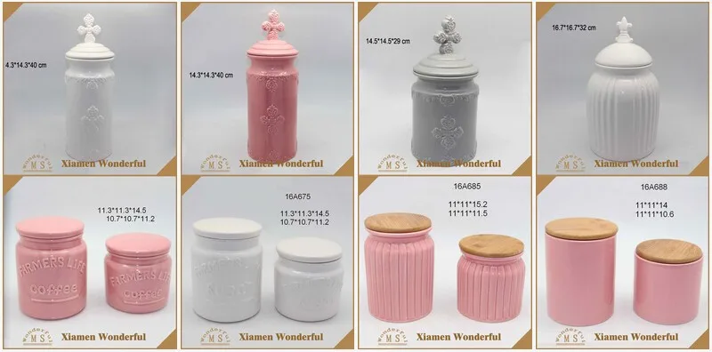 100% Pottery Wholesale colorful handmade round shape ceramic candle jars dolomite storage jars ceramic food storage jars