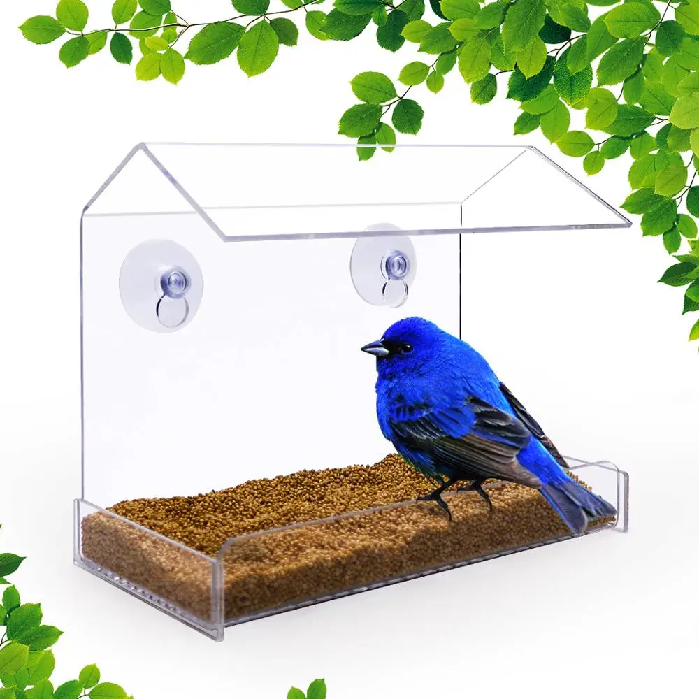 

Acrylic Squirrel Proof Window Bird Feeder, Clear/transparent,customized