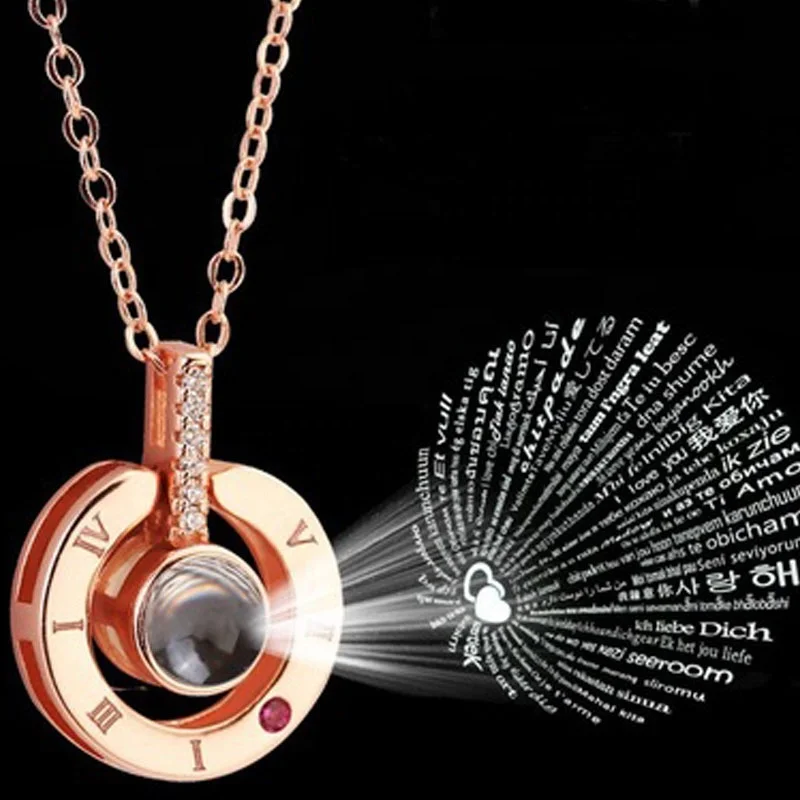 

Hot sale necklace 100 different languages I LOVE YOU women's pendant necklace accessories, Picture