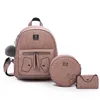 New PU leather candy color popular three-piece look like denim girls backpack