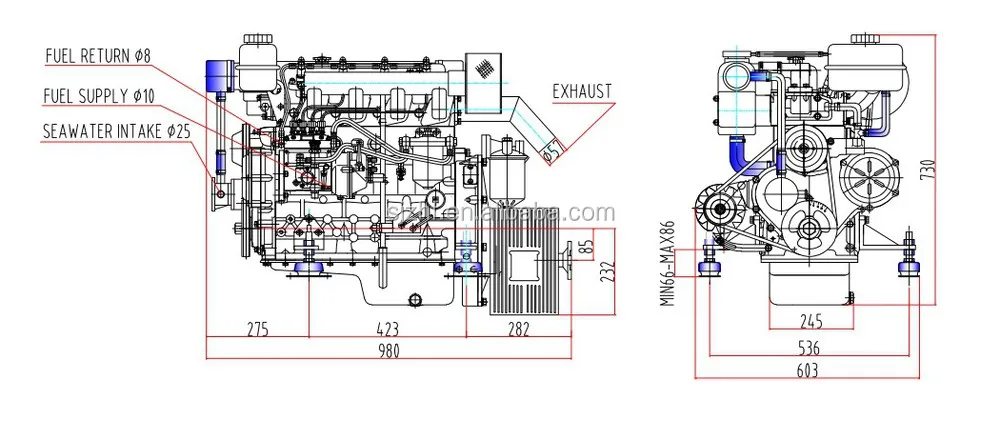 Marine Diesel Engine Water Inboard Boat Jet Engine High Speed Hf-490m